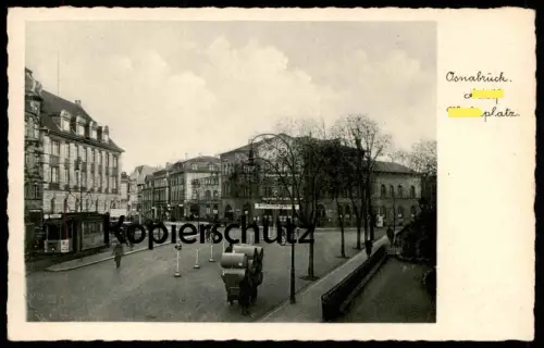 ALTE POSTKARTE OSNABRÜCK A-H-PLATZ Osnabrücker Zeitung Strassenbahn tram tramway postcard AK Ansichtskarte