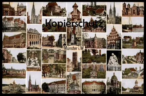 ALTE POSTKARTE MÜNSTER I. W. MIKROSKOPANSICHTEN MIKROSKOP MINIATURANSICHT Ansichtskarte postcard cpa AK