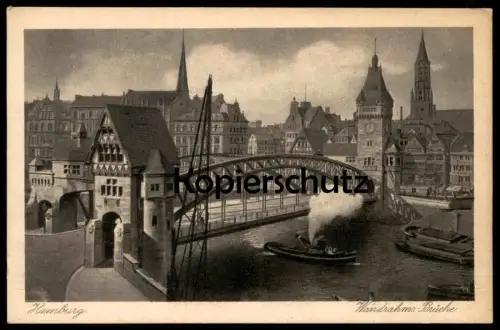 ALTE POSTKARTE HAMBURG WANDRAHMS-BRÜCKE MESSAMT WANDRAHMSBRÜCKE bridge pont AK cpa Ansichtskarte postcard