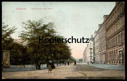 ALTE POSTKARTE CHEMNITZ ZÖLLNERPLATZ MIT BRÜHL Litfasssäule cpa AK Ansichtskarte postcard