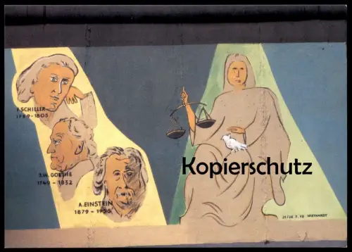 ÄLTERE POSTKARTE BERLINER MAUER KLAUS NIETHARDT SCHILLER GOETHE EINSTEIN THE WALL LE MUR BERLIN ART cpa AK postcard