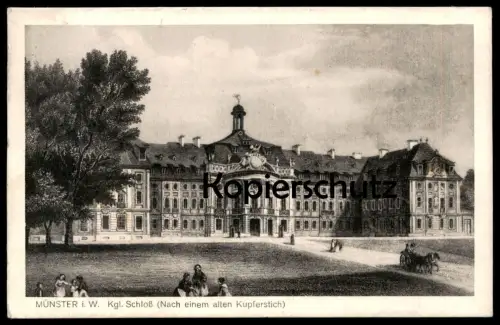 ALTE POSTKARTE MÜNSTER I. W. KGL. SCHLOSS NACH EINEM ALTEN KUPFERSTICH castle chateau H. Zwarg Bahnhofswirtschaft cpa AK