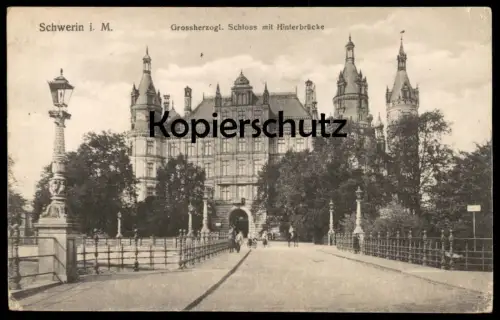 ALTE POSTKARTE SCHWERIN GROSSHERZOGLICHES SCHLOSS MIT HINTERBRÜCKE chateau castle AK Ansichtskarte postcard cpa