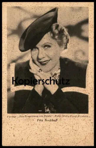 ALTE POSTKARTE FITA BENKHOFF MIT HUT SCHAUSPIELERIN Kino Film hat chapeau actor actress Ansichtskarte postcard cpa AK