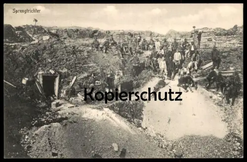 ALTE POSTKARTE SPRENGTRICHTER 1. WELTKRIEG WK I UNTERSTAND STELLUNG SOLDATEN SOLDAT cpa Ansichtskarte postcard AK