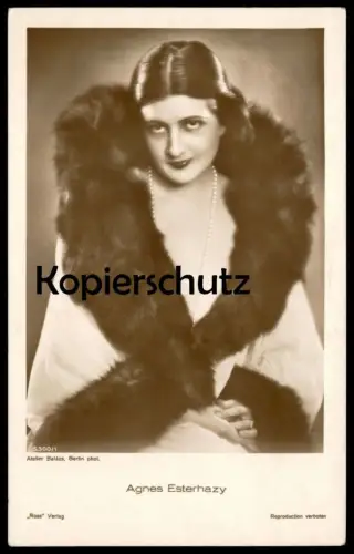 ALTE POSTKARTE AGNES ESTERHAZY SCHAUSPIELERIN Kino Film Pelz actor actress Berlin Ansichtskarte postcard cpa AK