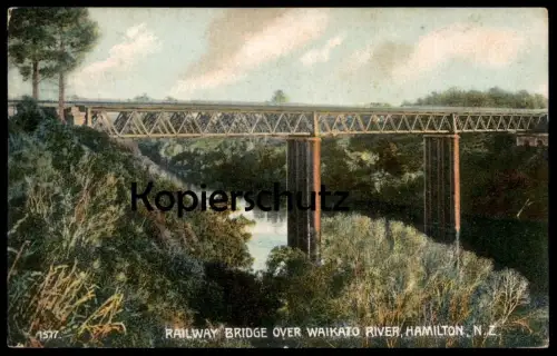 ALTE POSTKARTE HAMILTON NEW ZEALAND RAILWAY BRIDGE OVER WAIKATO RIVER Neuseeland Ansichtskarte AK cpa postcard