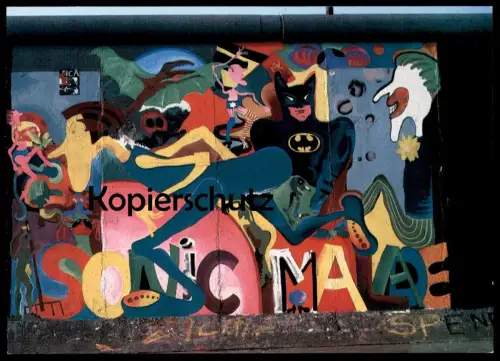 ÄLTERE POSTKARTE BERLINER MAUER GRETA CSATLOS THE WALL LE MUR BERLIN BATMAN JOKER ART SONIC MALADE postcard cpa AK