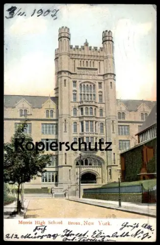 ALTE POSTKARTE MORRIS HIGH SCHOOL BRONX NEW YORK USA Schule école Ansichtskarte postcard cpa AK