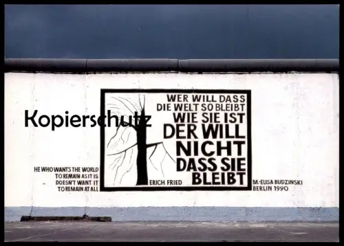 ÄLTERE POSTKARTE BERLIN M.-ELISA BUDZINSKI BERLINER MAUER THE WALL LE MUR ART WELT VERÄNDERUNG Ansichtskarte postcard AK