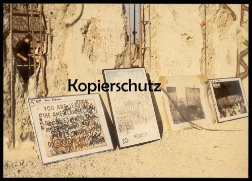 ÄLTERE POSTKARTE BERLIN KUNST AN DER MAUER BERLINER MAUER FARBFOTO BIRGIT FAUST THE WALL LE MUR Art Souvenir AK postcard
