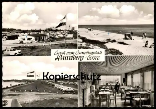 ÄLTERE POSTKARTE GRUSS VOM CAMPINGPLATZ HASSELBERG OSTSEE Camping AK postcard Ansichtskarte cpa