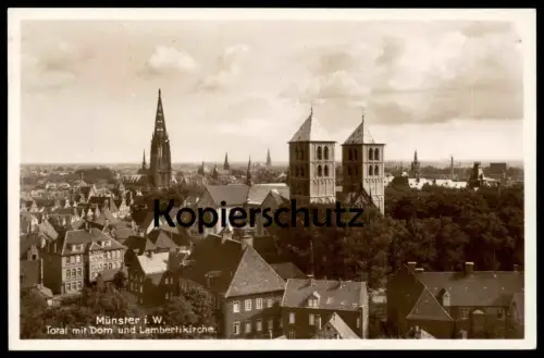 ALTE POSTKARTE MÜNSTER I. W. TOTAL MIT DOM UND LAMBERTIKIRCHE Ansichtskarte postcard cpa AK