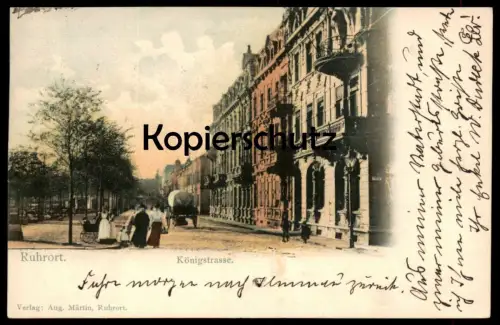 ALTE POSTKARTE DUISBURG RUHRORT KÖNIGSTRASSE KUTSCHE 1908 Ansichtskarte AK cpa postcard