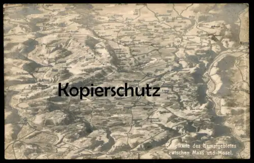 ALTE POSTKARTE RELIEFKARTE DES KAMPFGEBIETES ZWISCHEN MAAS UND MOSEL Map Etain St. Privat Verdun Ailly Liney cpa AK
