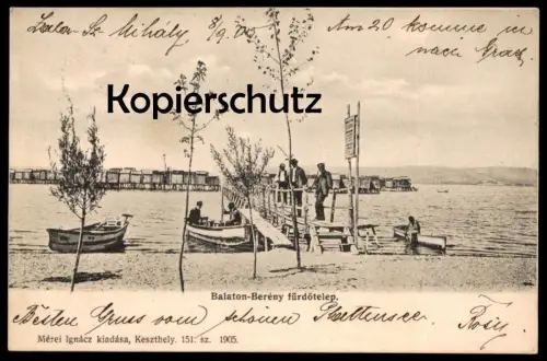 ALTE POSTKARTE BALATON-BERÉNY FÜRDÖTELEP BOOTE STEG UNGARN hungary Magyarorszag postcard Ansichtskarte cpa AK