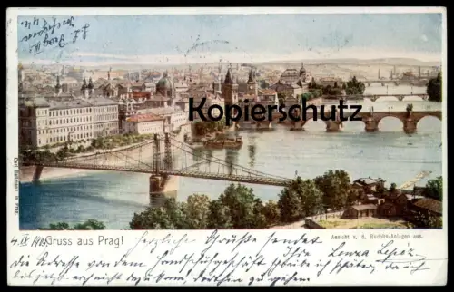 ALTE POSTKARTE GRUSS AUS PRAG ! ANSICHT VON DEN RUDOLFS-ANLAGEN AUS Praha cpa AK Ansichtskarte postcard