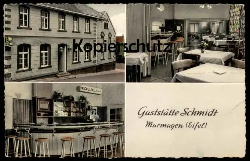 ALTE POSTKARTE MARMAGEN EIFEL GASTSTÄTTE SCHMIDT WICKÜHLER PILSENER SPIELAUTOMAT KAMINUHR Automat Nettersheim AK