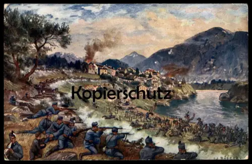 ALTE POSTKARTE SCHLACHT AM ISONZO SIGN. W. BÜRGER ISONZOSCHLACHT Soca cpa Ansichtskarte postcard AK