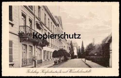 ALTE POSTKARTE BAD GODESBERG KURFÜRSTENSTRASSE MIT WASSERHEILANSTALT cpa AK postcard Ansichtskarte