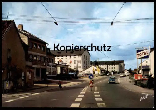 ÄLTERE POSTKARTE LEBACH SAAR TOTAL TANKSTELLE filling station-service Sarre cpa Ansichtskarte postcard AK