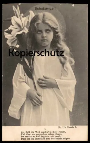 ALTE POSTKARTE KIND SCHUTZENGEL ALS GOTT DIE WELT ERSCHUF ENGEL ANGEL ange child enfant postcard AK Ansichtskarte