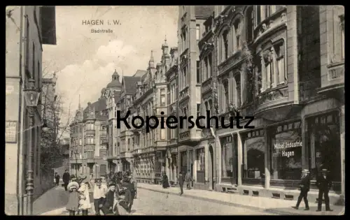ALTE POSTKARTE HAGEN WESTFALEN BADSTRASSE WERBUNG MÖBEL-INDUSTRIE children Kinder enfants cpa Ansichtskarte postcard