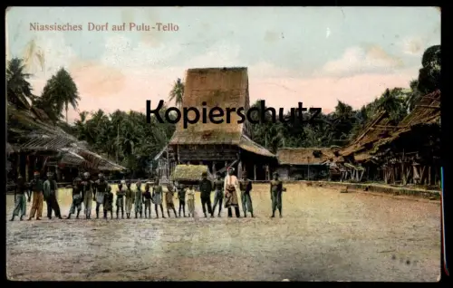 ALTE POSTKARTE NIASSISCHES DORF AUF PULU-TELLO NIAS PASAR PULAU TELLO SUMATERA UTARA PULAUTELO postcard cpa AK