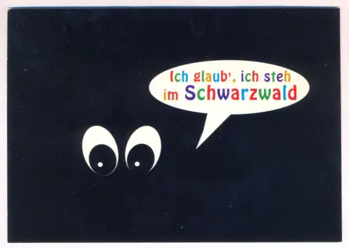 ÄLTERE HUMOR POSTKARTE ICH GLAUB ICH STEH IM SCHWARZWALD at night bei Nacht black forest humour Ansichtskarte postcard
