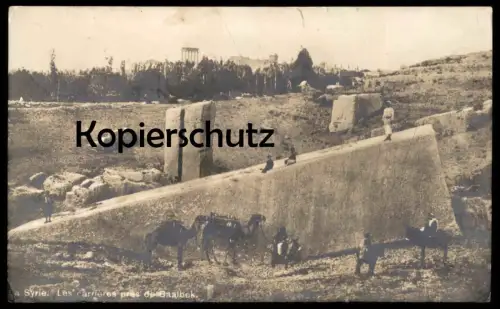 ALTE POSTKARTE SYRIE LES CARRIERES PRES DE BAALBEK MARKE MONTRE ZENITH HORLOGE PARIS Libanon Uhr publicité Baalbeck cpa