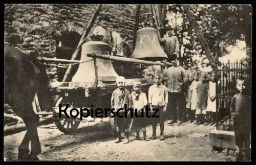 ALTE POSTKARTE ABSCHIEDSGRUSS DER DELLWIGER KIRCHENGLOCKEN DELLWIG ESSEN KINDER KIND Glocken bell bells cloche clarines