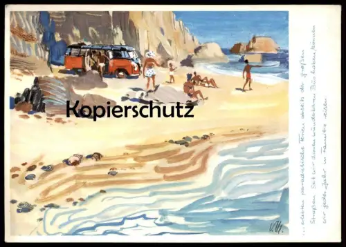 ALTE POSTKARTE VOLKSWAGEN VICTOR MUNDORFF WERBUNG VW BUS STRAND Auto car beach plage cpa AK Ansichtskarte postcard