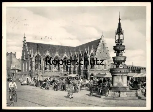 ALTE POSTKARTE BRAUNSCHWEIG ALTSTADTMARKT MARKT MARKTSTÄNDE market marché cpa AK Ansichtskarte postcard