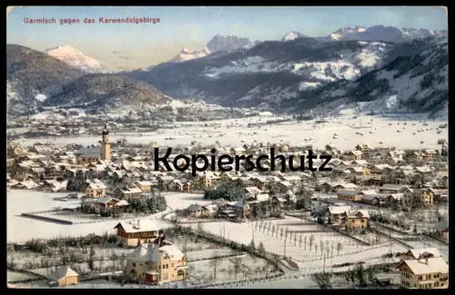 ALTE POSTKARTE GARMISCH GEGEN DAS KARWENDELGEBIRGE PANORAMA Partenkirchen AK Ansichtskarte cpa postcard