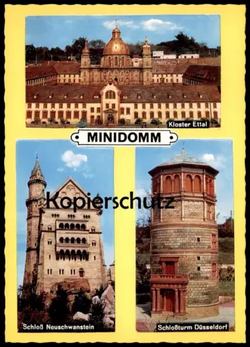 ÄLTERE POSTKARTE MINIDOMM RATINGEN-BREITSCHEID MINIATUR KLOSTER ETTAL NEUSCHWANSTEIN FREIZEITPARK Ansichtskarte postcard