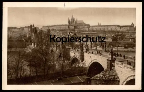 ALTE POSTKARTE PRAGUE THE CASTLE OF HRADCANY AND THE KING CHARLES BRIDGE Praha Prag cpa AK Ansichtskarte postcard