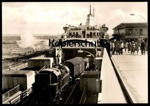 ALTE POSTKARTE SASSNITZ FÄHRSCHIFF SASSNITZ DAMPFLOK steam train locomotive à vapeur 94 546 ferry railway AK postcard