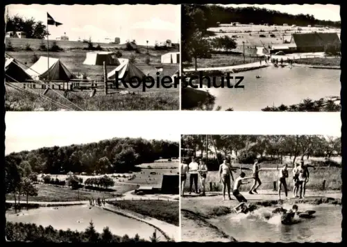 ÄLTERE POSTKARTE CAMPINGPLATZ WALDWINKEL KALKRIESE ÜBER OSNABRÜCK BRAMSCHE Zelt tent Camping bath Bad Ansichtskarte cpa