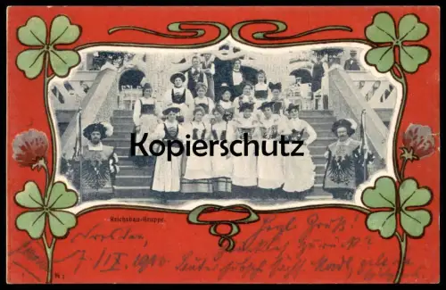ALTE JUGENDSTIL POSTKARTE REICHSBAU-GRUPPE DRESDEN BAUAUSSTELLUNG 1900 Kleeblatt postcard Ansichtskarte cpa AK