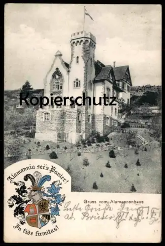 ALTE POSTKARTE GRUSS VOM ALAMANNENHAUS TÜBINGEN KSTV ALAMANNIA Studentica Couleur Studentika Ansichtskarte postcard cpa