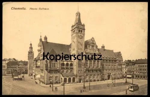 ALTE POSTKARTE CHEMNITZ NEUES RATHAUS 1942 Strassenbahn tram tramway AK Ansichtskarte postcard cpa