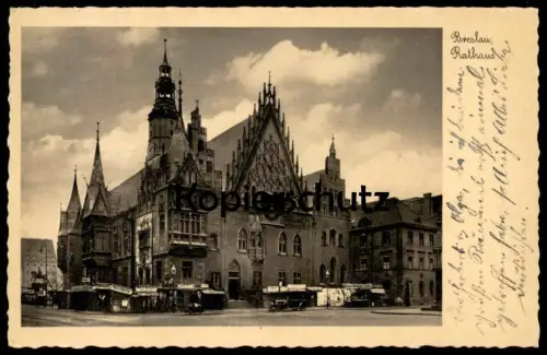 ALTE POSTKARTE BRESLAU RATHAUS MAGGI SCHILD SCHLESIEN BRATWURST STÖCHLEIN WROCLAW cpa postcard AK Ansichtskarte