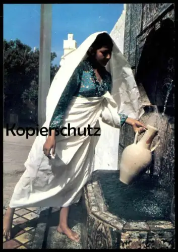 ÄLTERE POSTKARTE ZAGHOUAN LA FONTAINE Brunnen Barfuss barefooted fountain girl enfant fountain Ansichtskarte postcard AK