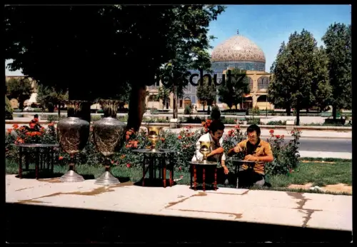 ÄLTERE POSTKARTE ISFAHAN SHEIKH LOTFOLLAH MOSQUE Shikh Lotfolah Iran Persia Moschee two men tea Tee Ansichtskarte cpa AK