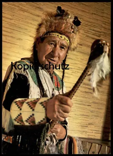 POSTKARTE MEDIZINMANN VOM SIOUX STAMM GEISTERKOPF medicine man quack Indian Indians Indien cpa AK postcard Ansichtskarte
