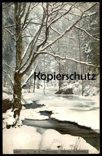 ALTE POSTKARTE PARTIE AUS DEM POLENZTAL SÄCHSISCHE SCHWEIZ Photochromie Hohnstein snow Schnee Winter cpa postcard AK