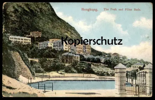ALTE POSTKARTE HONGKONG THE PEAK AND FILTER BEDS Hong Kong China Chine cpa AK Ansichtskarte postcard