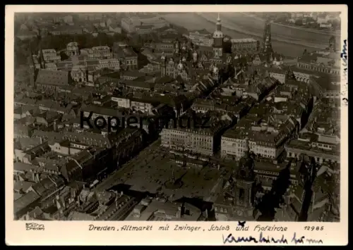 ALTE POSTKARTE DRESDEN ALTMARKT MIT ZWINGER SCHLOSS UND HOFKIRCHE LUFTBILD 750 JAHRE 1956 Ansichtskarte AK cpa postcard