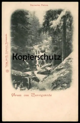 ALTE POSTKARTE GRUSS AUS WERNIGERODE STEINERNE RENNE WASSERFALL cpa postcard AK Ansichtskarte