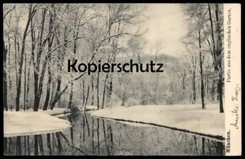 ALTE POSTKARTE MÜNCHEN PARTIE AUS DEM ENGLISCHEN GARTEN Winter Schnee snow Ansichtskarte AK postcard cpa